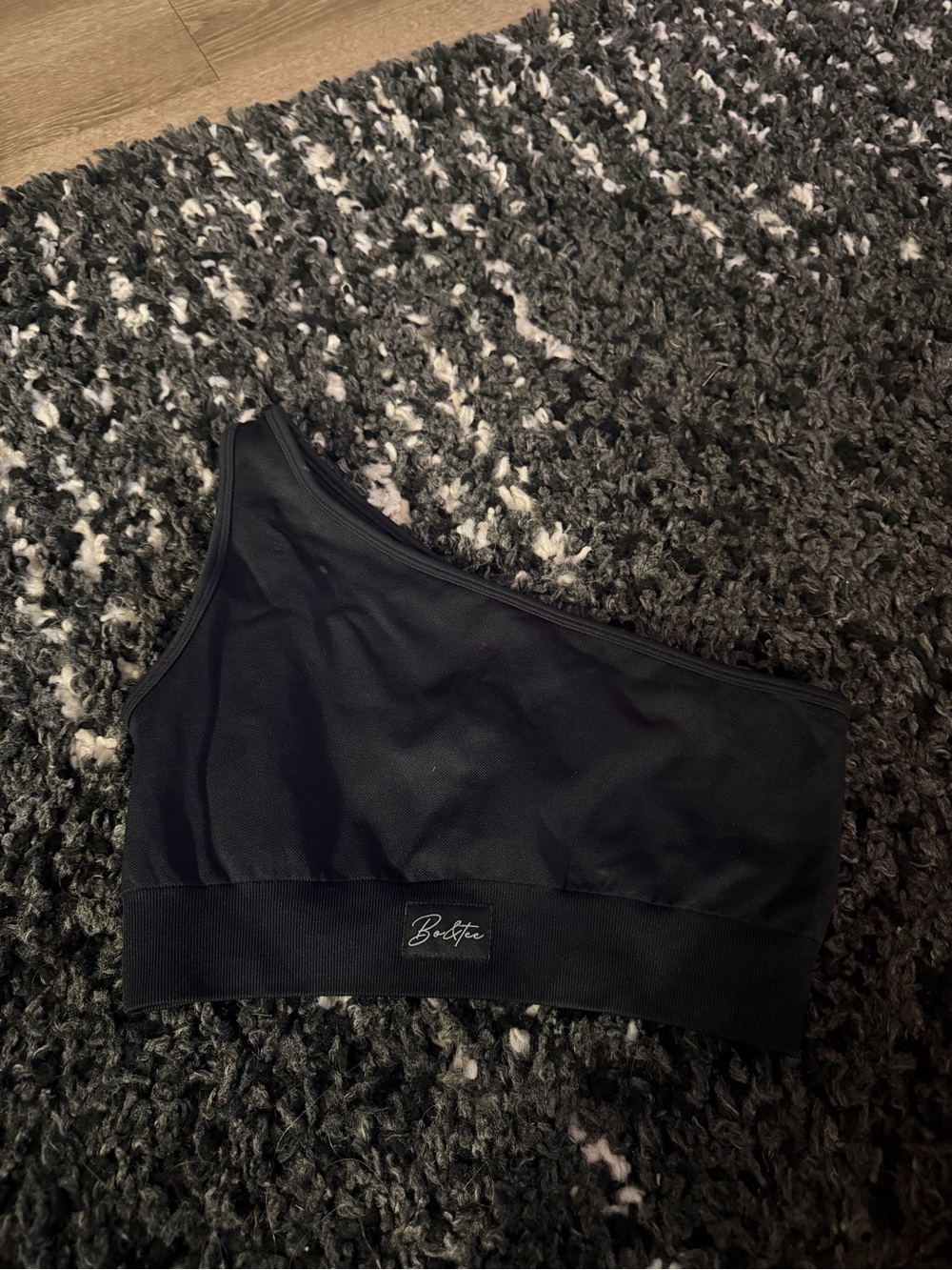 Bo+Tee One-Shoulder Seamless Sports Bra - Black